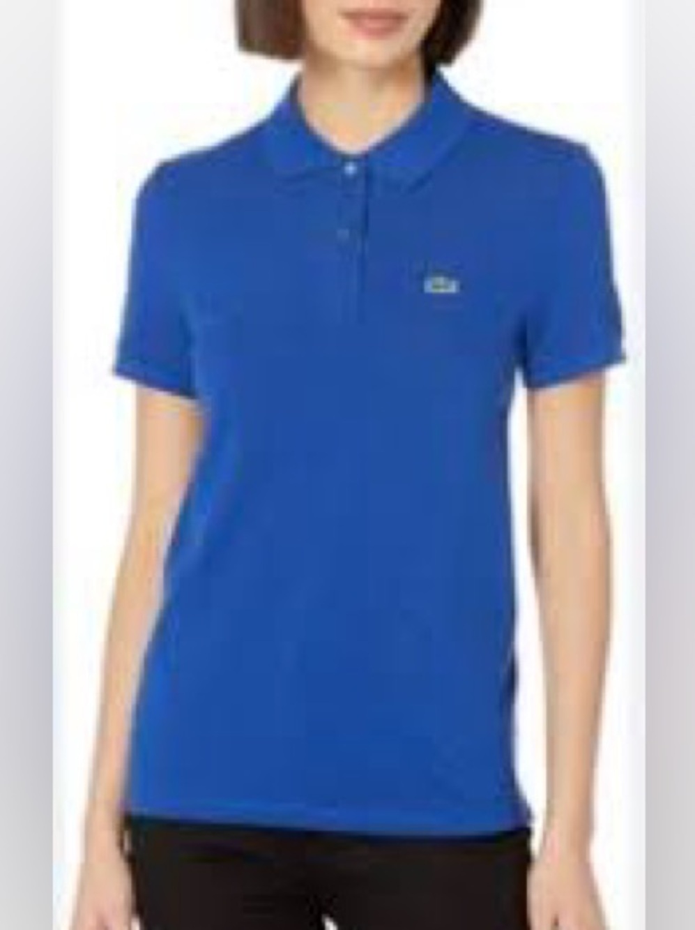 Lacoste Women's Blue Short Sleeve Polo with Crocodile Logo Size 42 Slim Fit